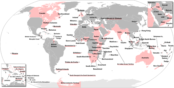 Map of British Empire at its height